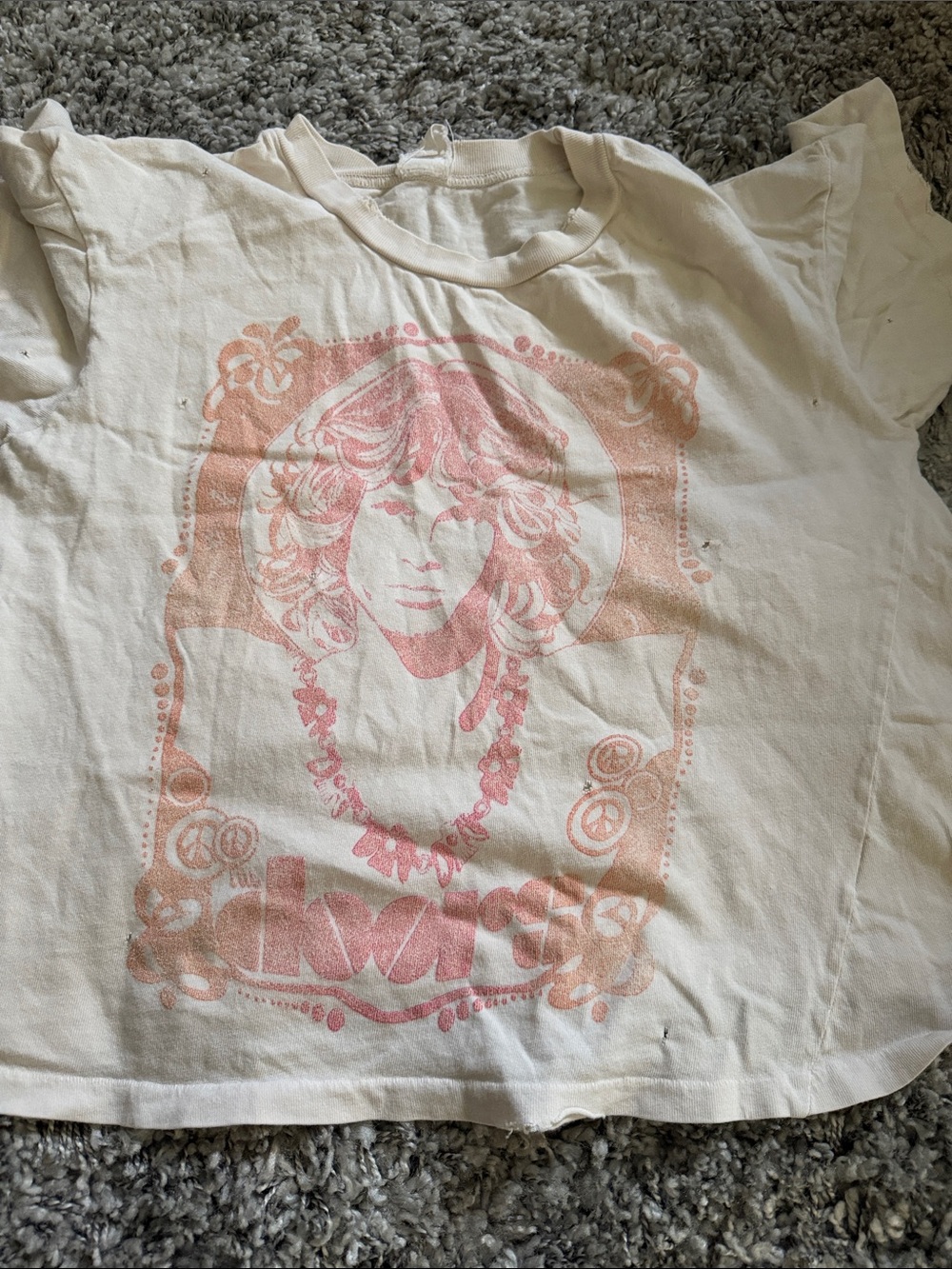 Girls' White Short-Sleeve Tee with Pink Graphic Band Art